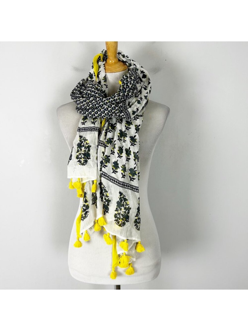 LOFT Spring Floral Neck Scarf with Tassels Women's